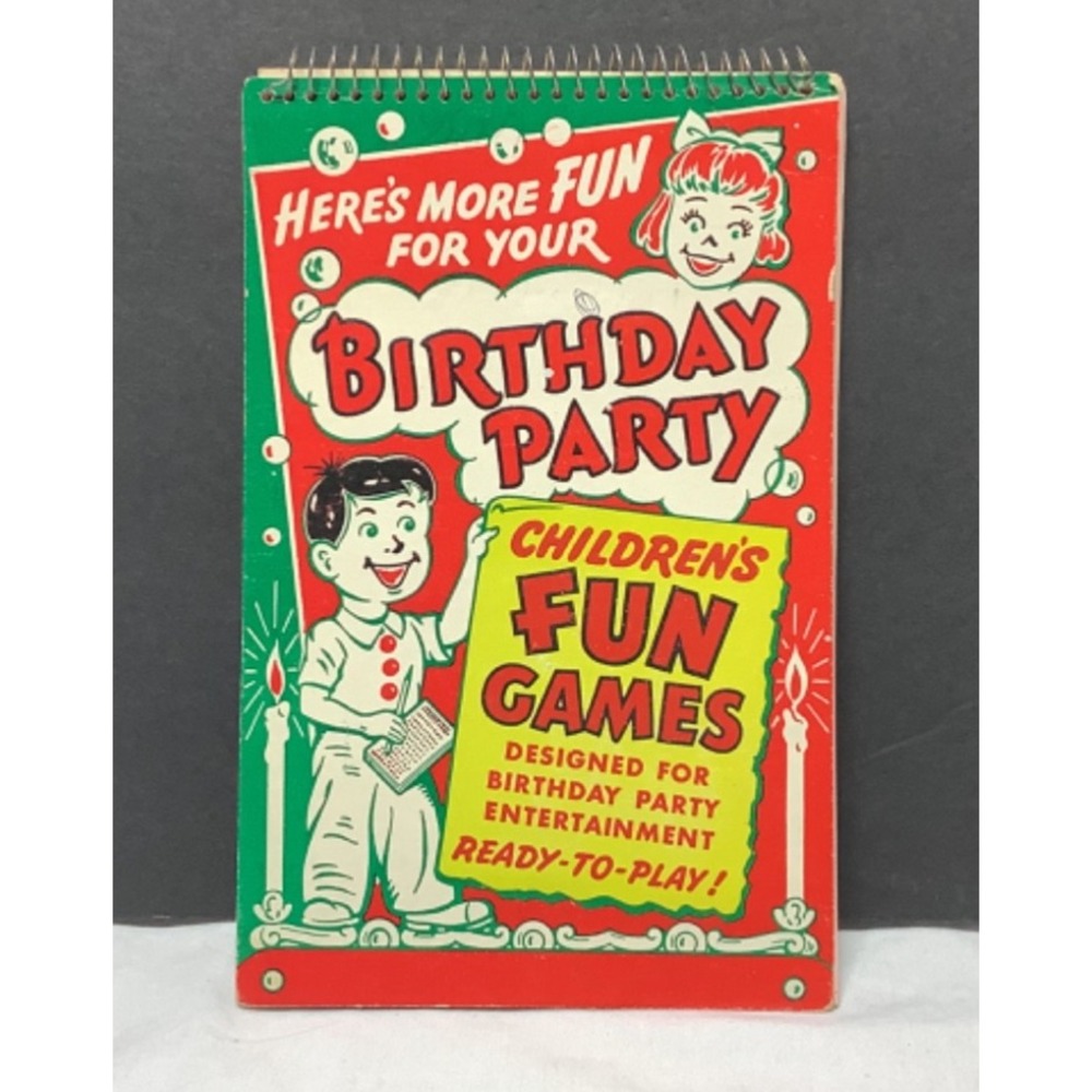 Vintage Book Children's Fun Birthday Party Games Edward Smith Spiral Bound